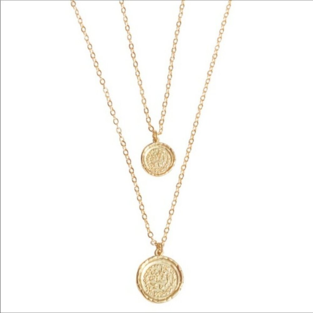 Amber Sceats Gold Double Coin Necklace - Gold Ambersceats Jewelry